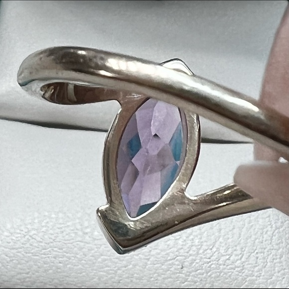 Amethyst 3 Carat Marquise Cut Sterling Silver Ring - Picture 7 of 10